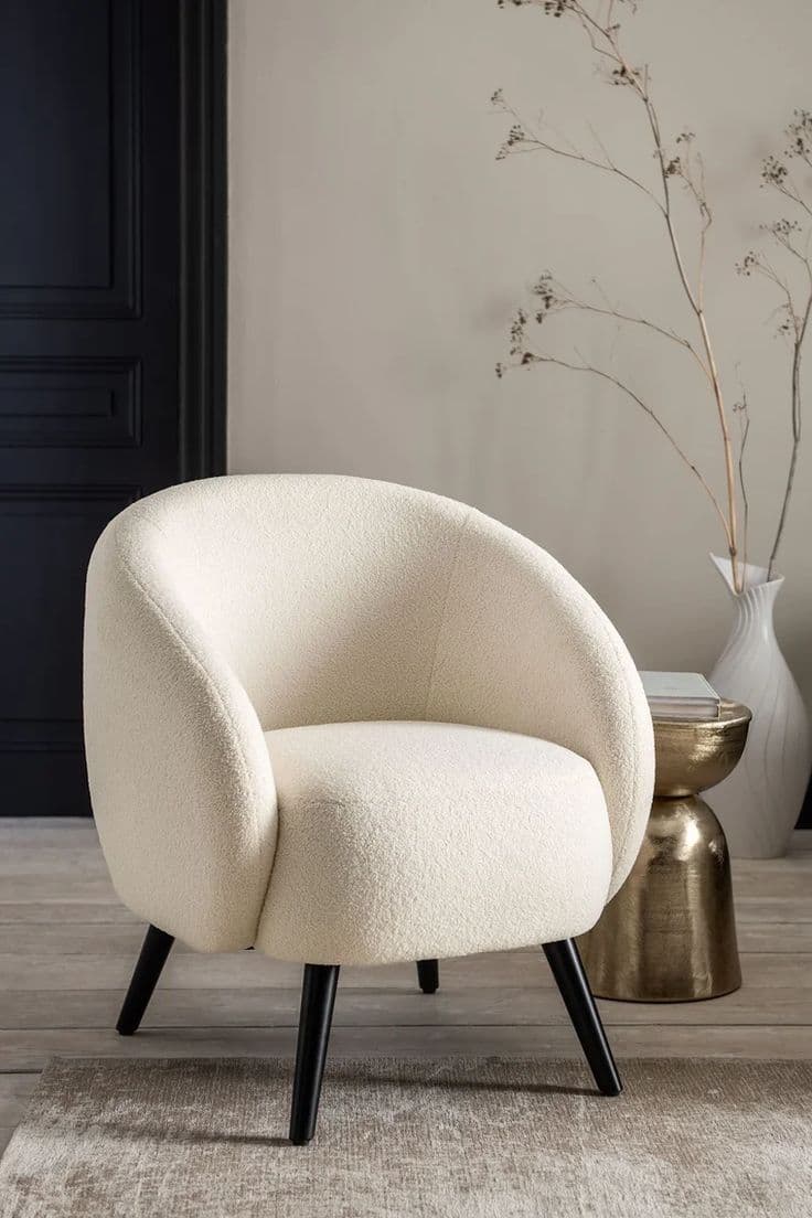 Ivory boucle accent chair
